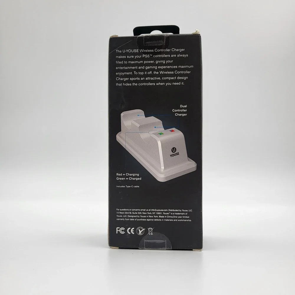Youse Wireless Controller Charger for PS5 Dual Charging Station White YU1551-PS5